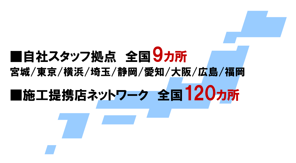 全国をカバーする施工ネットワーク